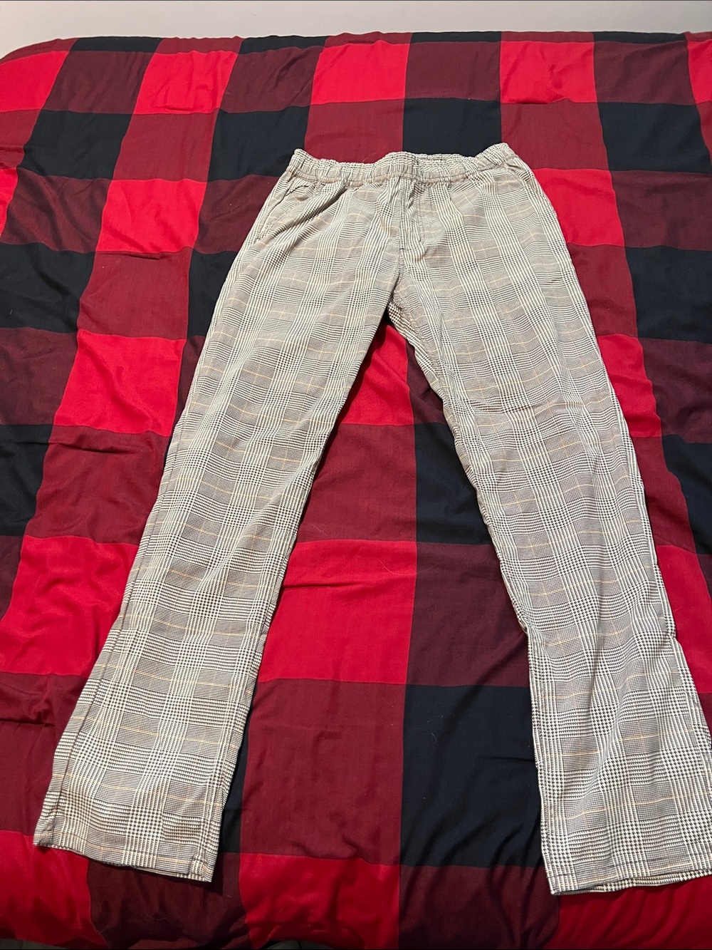 Brixton Men's Plaid Elastic-Waist Chinos - Beige and Brown